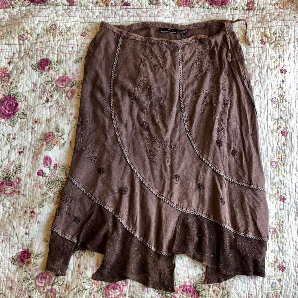 RARE 2000s sacred threads brown hippie bohemian skirt